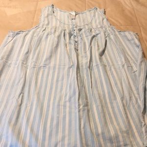 Light blue stripe cotton nightgown